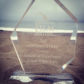 Skyler Thomas receives award of excellence for Great White Lies at the Catalina Film Festival