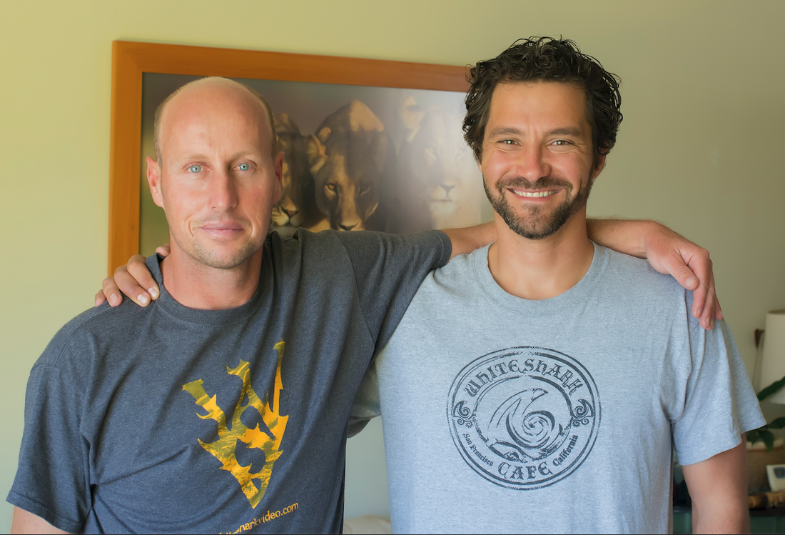 Chris Fallows and Skyler Thomas in South Africa for the filming of Great White Lies